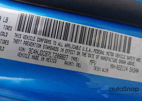 2020 Jeep Compass Limited 4X4 из США, поврежденный, VIN 3C4NJDCB7LT208827